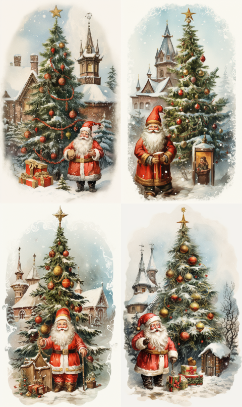 A4-A3 rice paper for decoupage Christmas theme mixed media diy Christmas ornament Christmas rice paper santa claus decoupage Christmas decoupage  12024