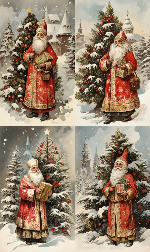 A4-A3 rice paper for decoupage vintage Christmas theme mixed media diy Christmas ornament Christmas rice paper santa claus decoupage Christmas decoupage  12044