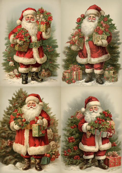 A4-A3 rice paper for decoupage vintage Christmas theme mixed media diy Christmas ornament Christmas rice paper santa claus decoupage Christmas decoupage  12051