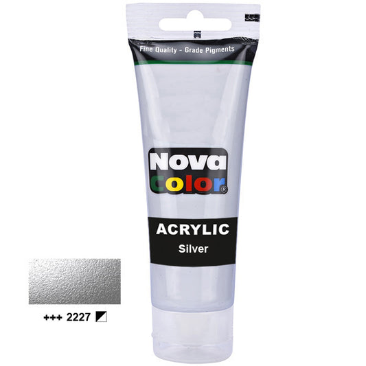 Acrylic paint metallic Nova Color 2227 Silver 75ml