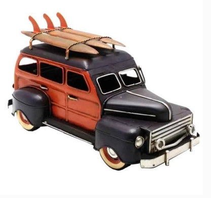 1948 FORD CAR with Surf Board Decoration / Old Motor Model / Vintage Metal Toy / Antique Collectors Item / Gift Idea