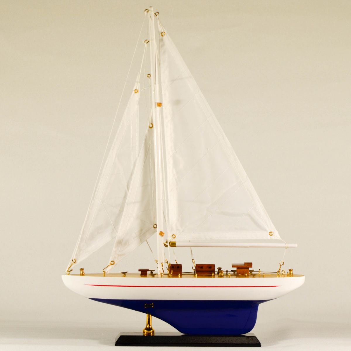 SAILING BOAT Model / Wooden Miniature Boat with Sails / Vintage Art / Nautical Deco / Home Decoration / Table & Library Decoration