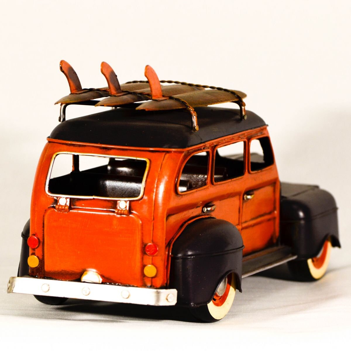 1948 FORD CAR with Surf Board Decoration / Old Motor Model / Vintage Metal Toy / Antique Collectors Item / Gift Idea