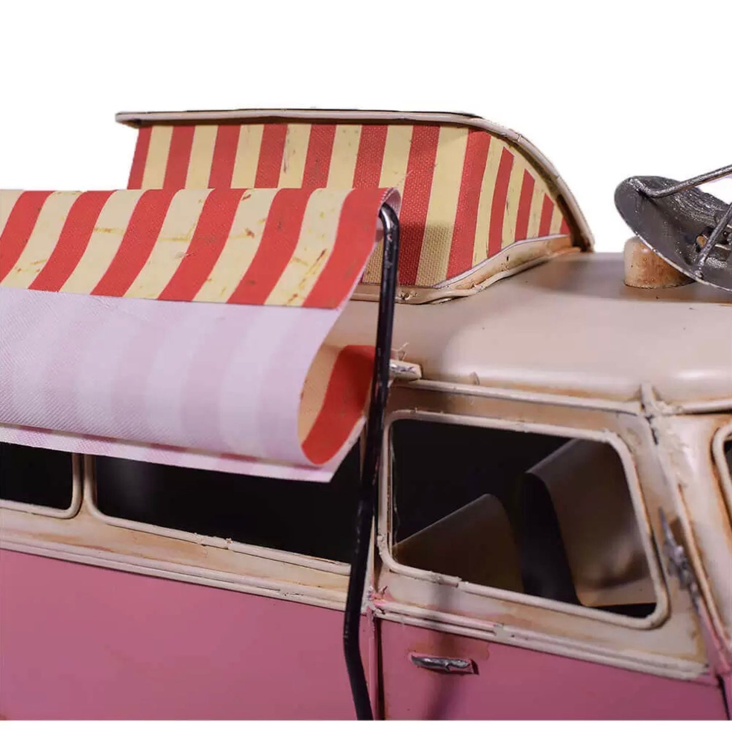 PINK VAN with Tent Decoration / Old Motor Model / Vintage Metal Toy / Antique Collectors Item / Gift Idea