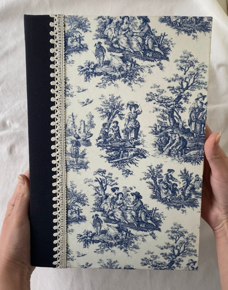 BLUE VINTAGE ERA A4 Journal / Notebook With Blank Pages / Hardcover Book