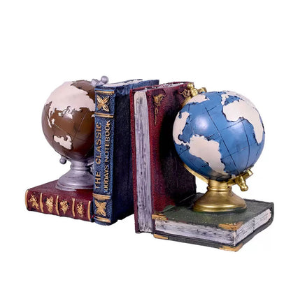 COLOURFUL GLOBE BOOKEND / Set of 2 Retro Globe Bookends / Book Hold Ornaments for Bookshelf / Book Stopper / Gift for Book Lovers