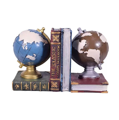 COLOURFUL GLOBE BOOKEND / Set of 2 Retro Globe Bookends / Book Hold Ornaments for Bookshelf / Book Stopper / Gift for Book Lovers