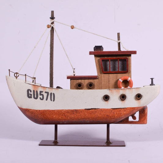 BOAT Model / Miniature Wooden Boat with LED Lights / Vintage Art / Nautical Deco / Home Decoration / Table & Library Decoration