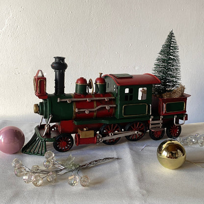 CHRISTMAS TRAIN Decoration / Festive Decor / Vintage Retro Metal Toy / Gift Idea